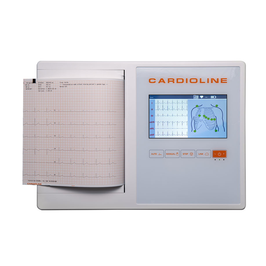 Cardioline Ruhe-EKG ECG200L 7""-Touchscreen-Farbdisplay, tragbar