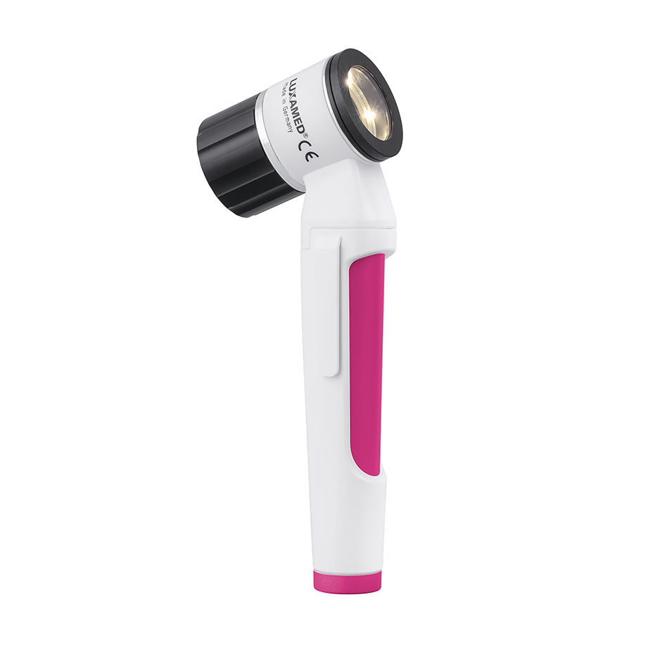 LuxaScope Dermatoskop LED 2,5 V, weiß/magenta, Kontaktscheibe mit Skala