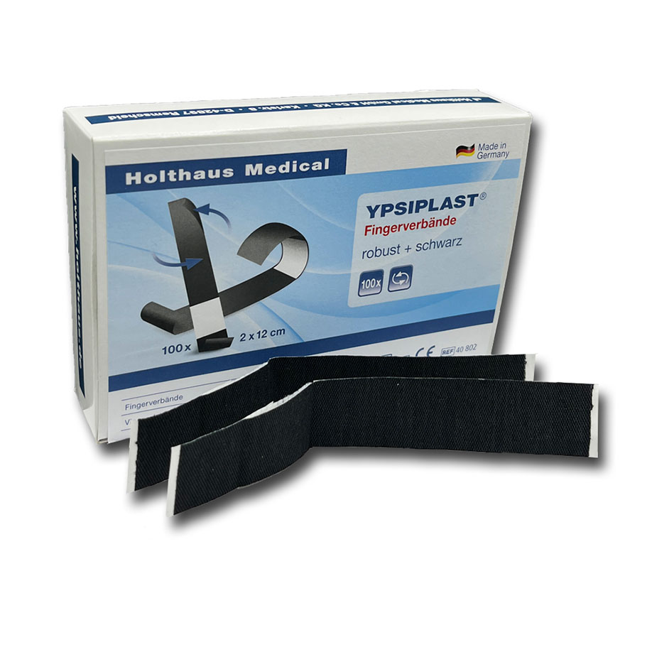 YPSIPLAST Fingerverbände 2 x 12 cm robust, schwarz (100 Stck.)